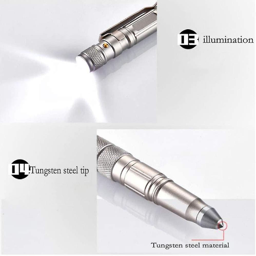 Tactical Pen， Multifunctional Tactical Self-defense Ballpoint Pen With Knife/led Lighting/lettering