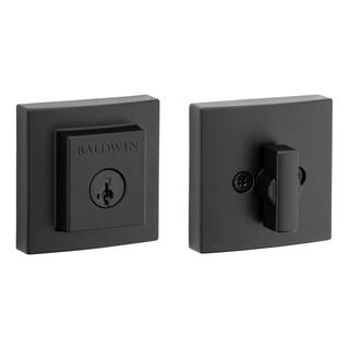 Baldwin Prestige Spyglass Matte Black Square Single Cylinder Deadbolt Featuring SmartKey Security 380SDB514SMTCPR