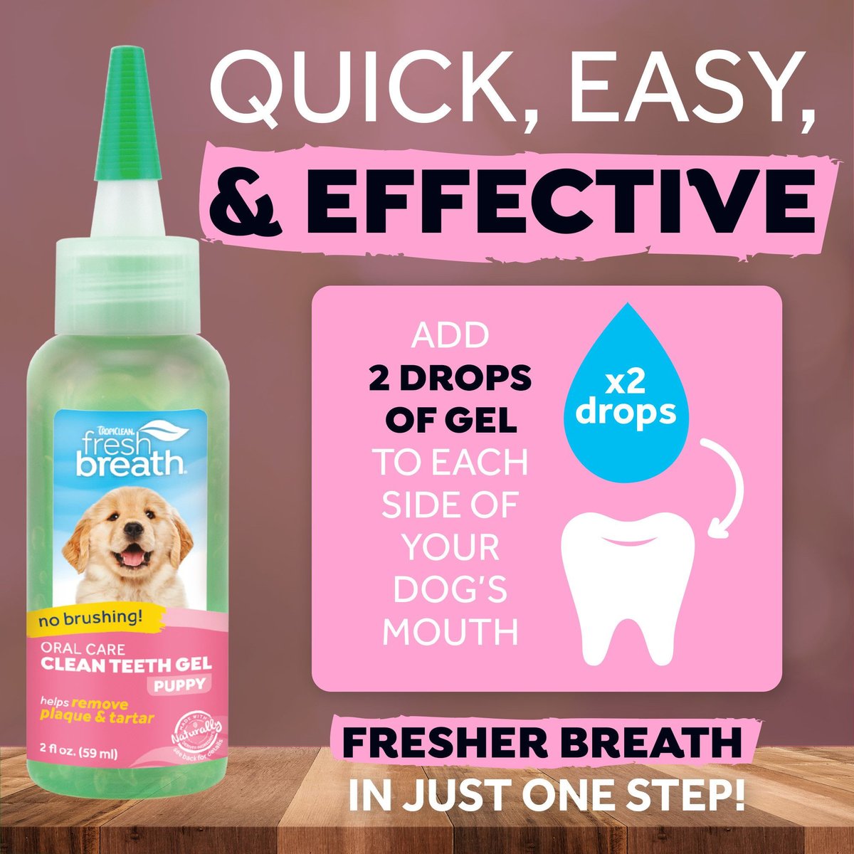 TropiClean Fresh Breath Oral Care Clean Teeth Puppy Dental Gel