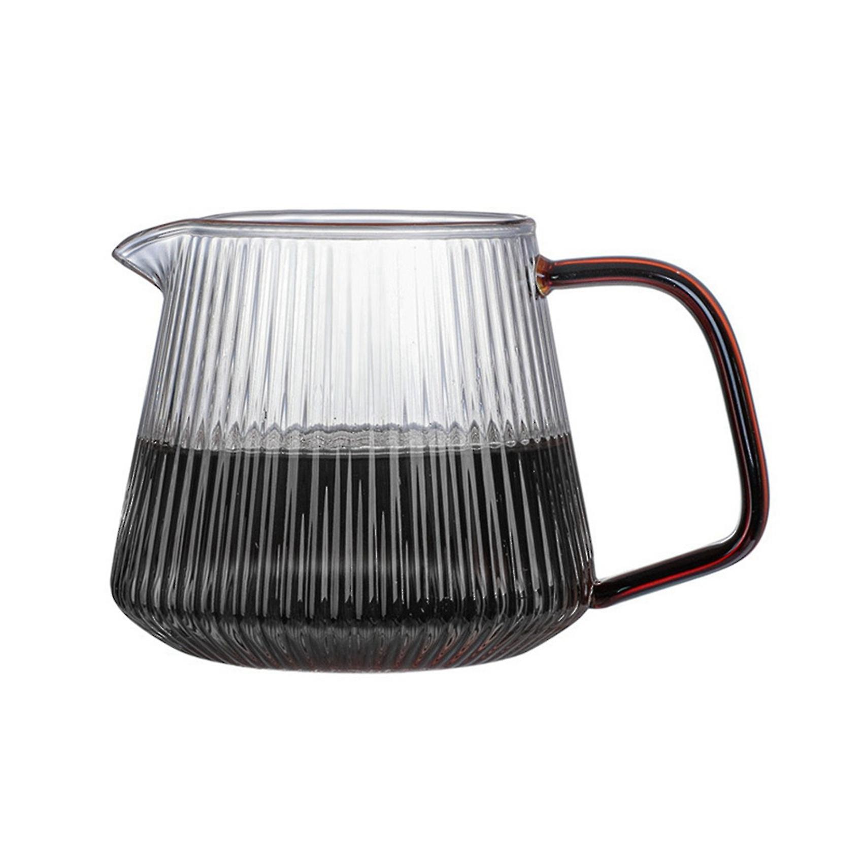 Pour Over Coffee Server Vertical Stripes Glass Coffee Pot Heat Resistant V60 Drip Coffee Share Pot