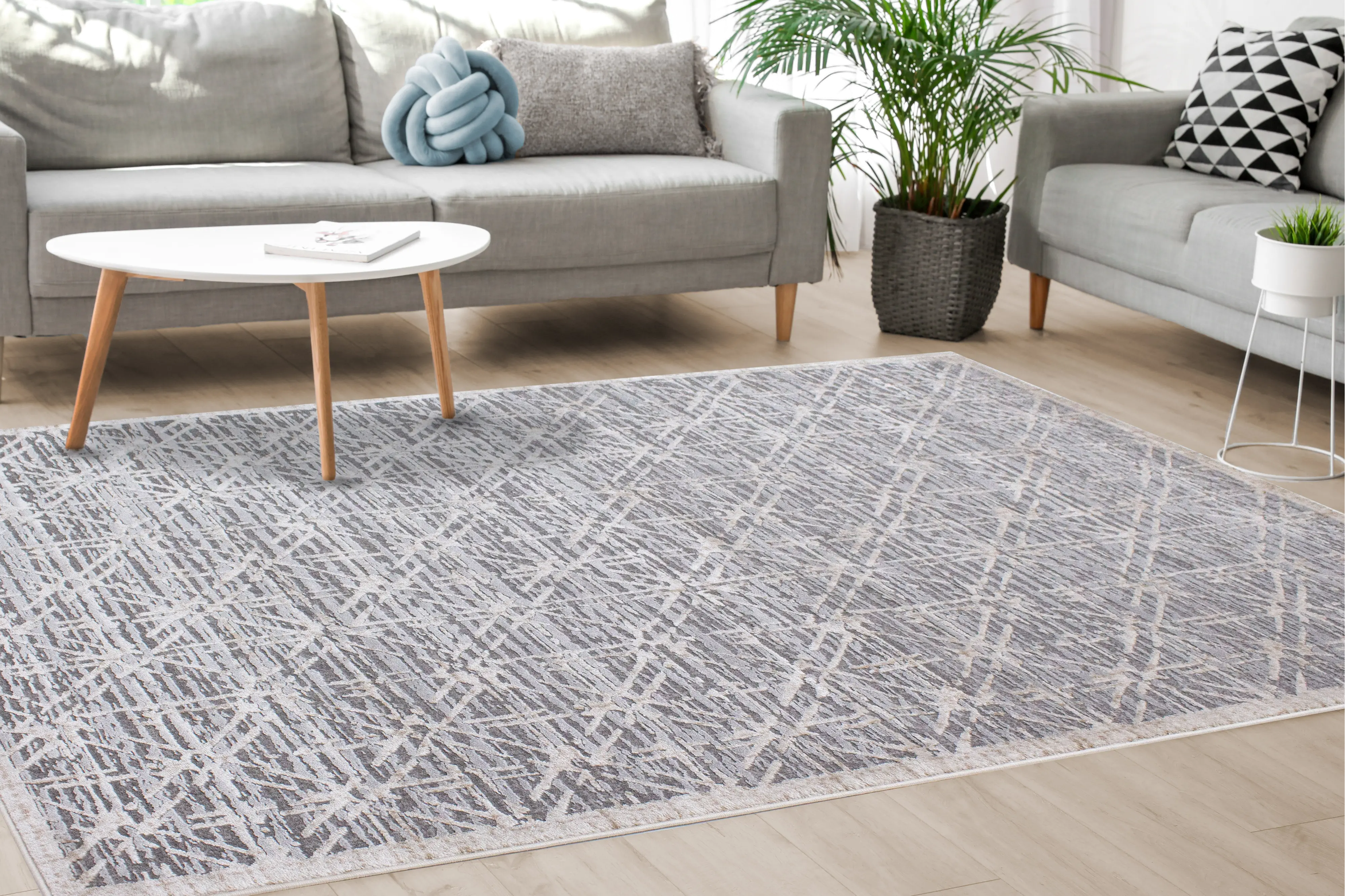 Chorus 5 x 8 Art Deco Gray Beige Area Rug