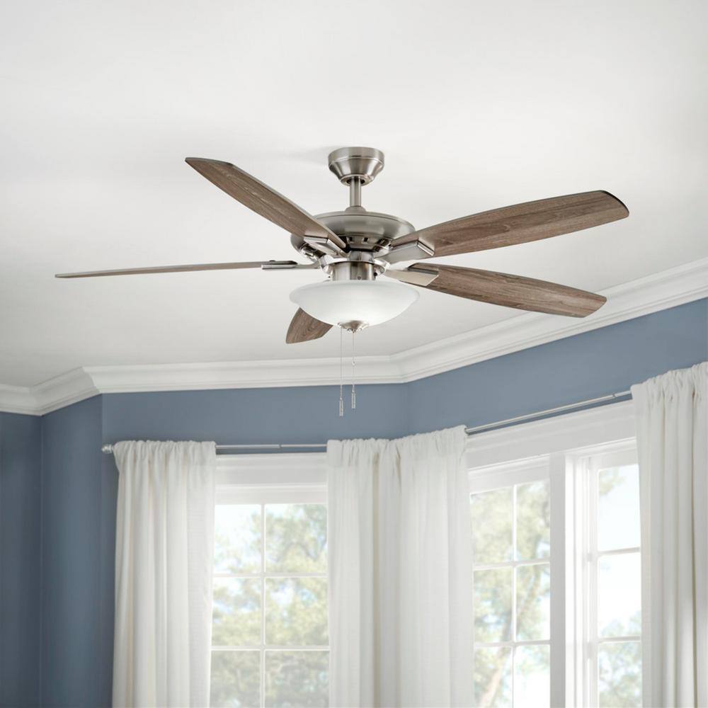 Hampton Bay Menage 56 in. Integrated LED Indoor Low Profile Brushed Nickel Ceiling Fan with Light Kit 14660