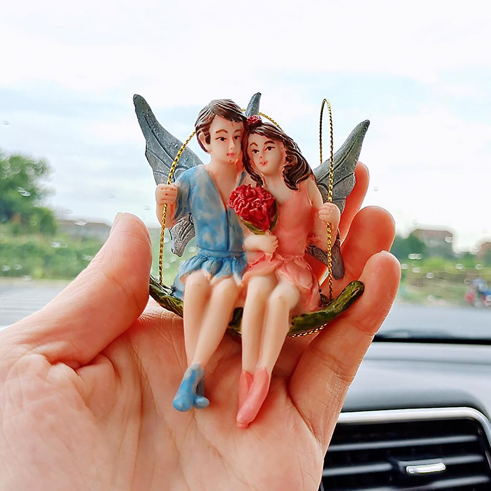 Car Lovers Statue Miniature Ornaments Flower Fairy Miniature Landscape Swing Pendant Ornaments