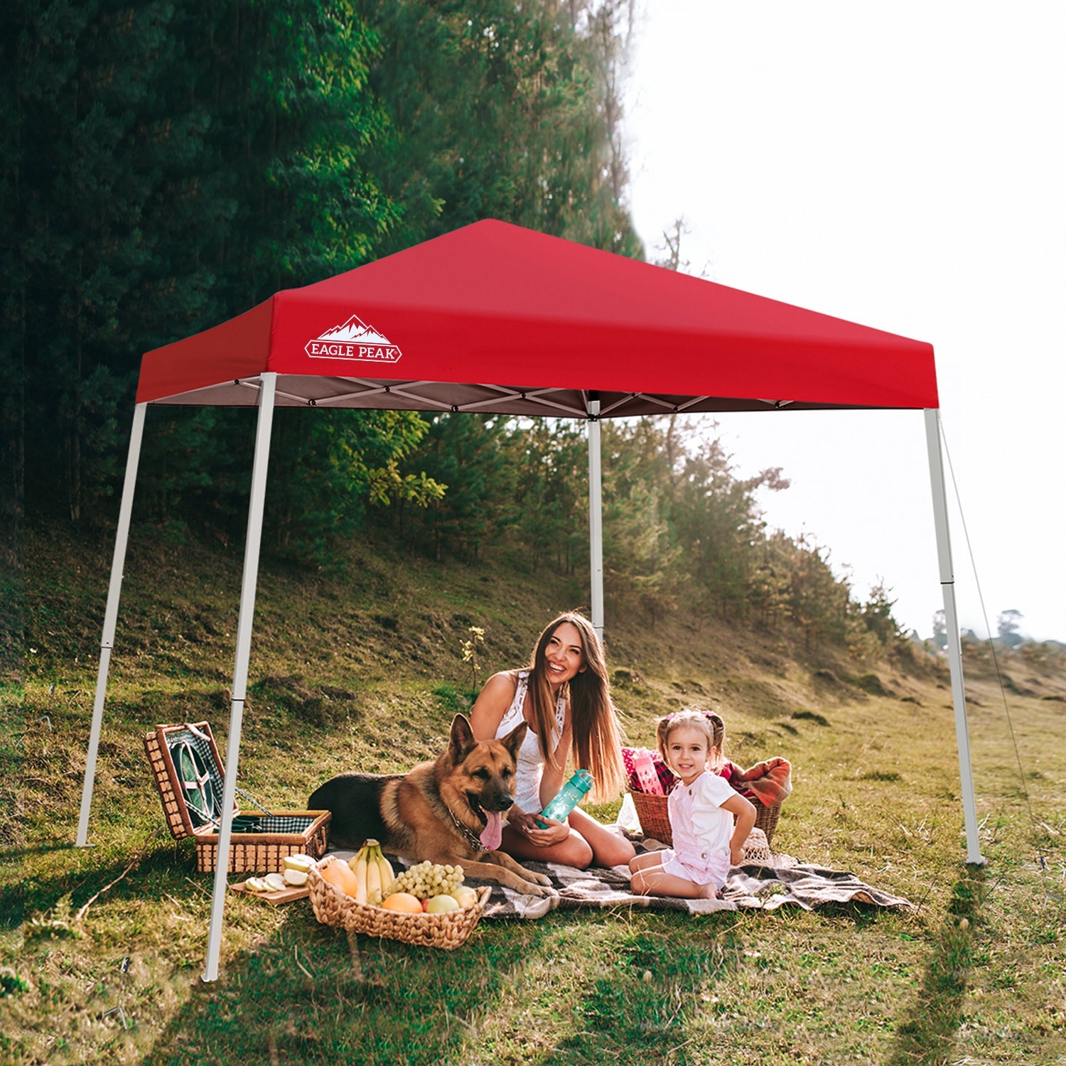 EAGLE PEAK 10' x 10' Slant Leg Pop-up Canopy w/ Easy Peak One Person Setup (64 sqft of Shade)