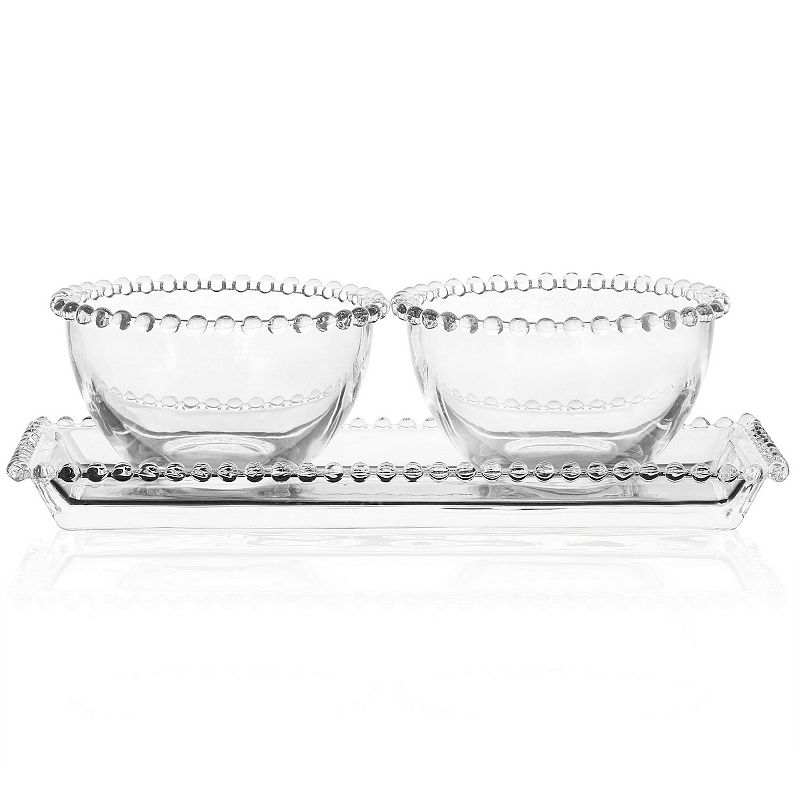 Gibson Home Sereno 3 Piece Glass Serving Platter and Bowl Set