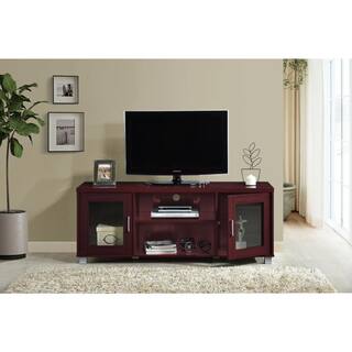 HODEDAH 57 in. Wide Mahogany Entertainment Center Fits TV's up to 60 in. HITV107 MAHOGANY