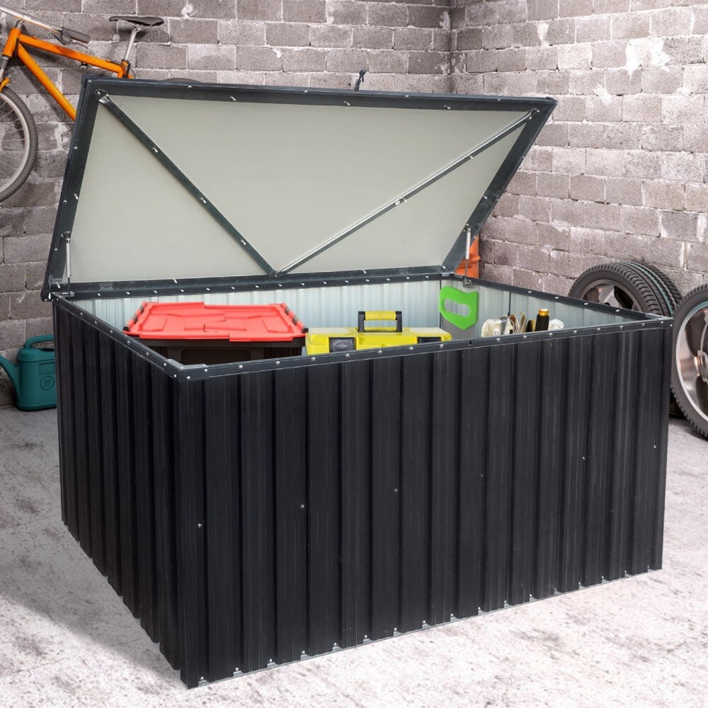 Outdoor Large Waterproof Metal Deck Box  Garden Lockable Storage Bin