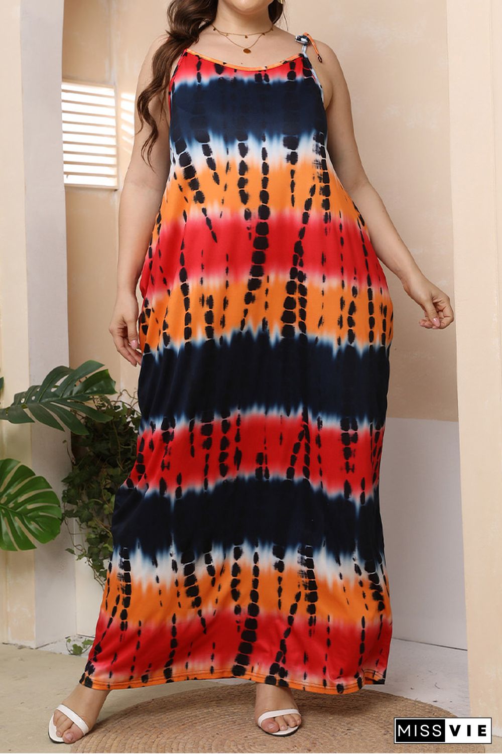 Plus Size Spaghetti Tie Dye Dress