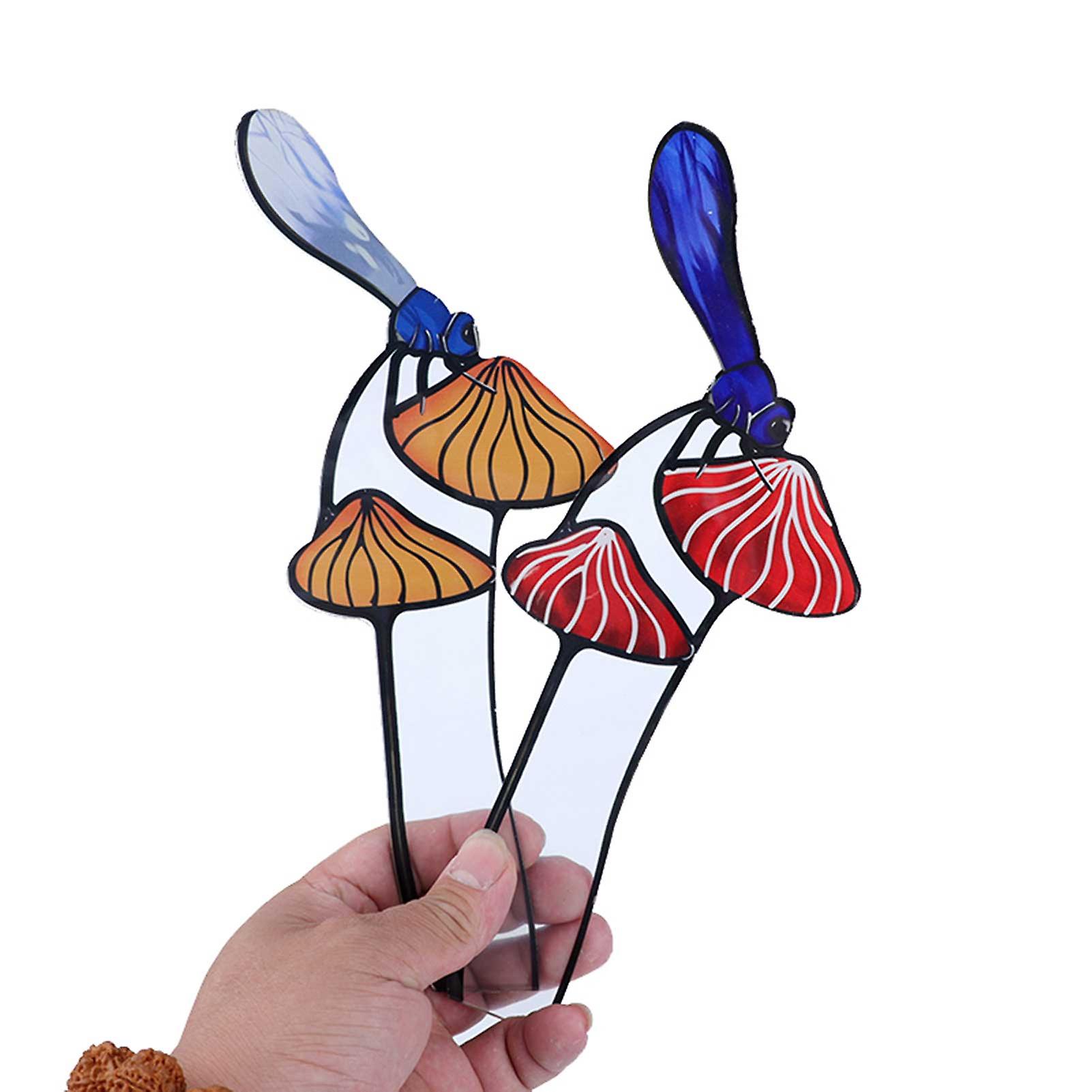 Garden Decoration Resin Artware Sun Catcher Garden Dragonfly Vertical Pile Transparent Three-dimensional Mushroom Ornaments Grey