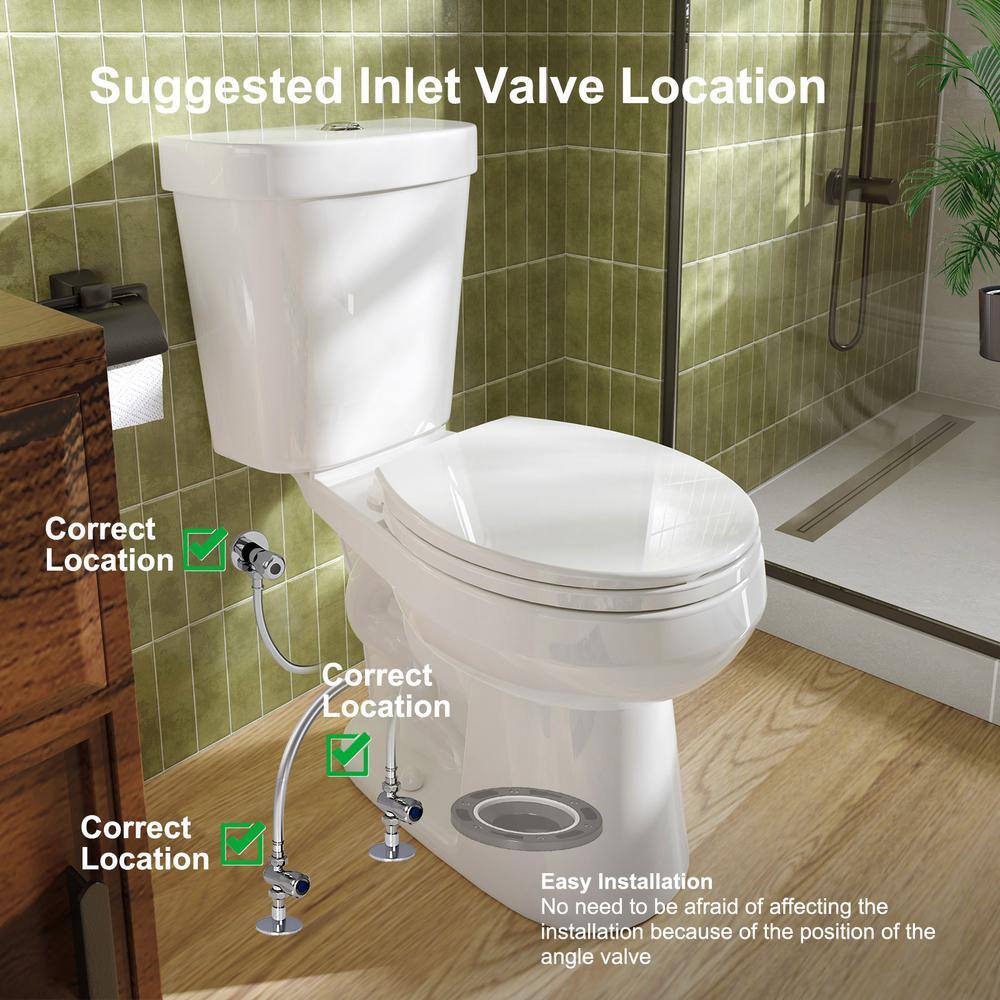 HOROW Tall Height 2-piece High-Efficiency 1.28 GPF Dual Flush Round Toilet in. White Seat Included HR-TRD02