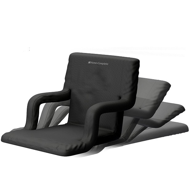 Stadium Seat Cushion Set Of 2 Wide Reclining Stadium Chairs For Bleachers With Back Support Armrests And Backpack Straps By Home complete black