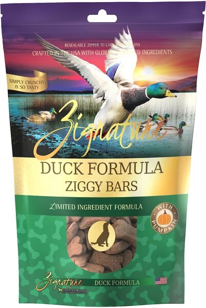 Zignature Duck Formula Ziggy Bars Biscuit Dog Treats