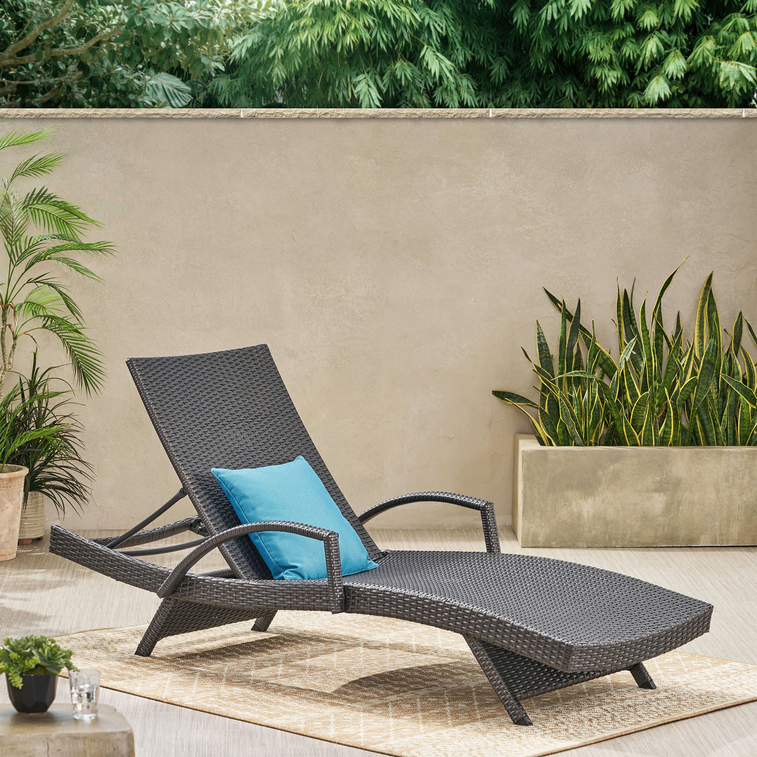 Soleil Outdoor Gray Wicker Arm Chaise Lounges