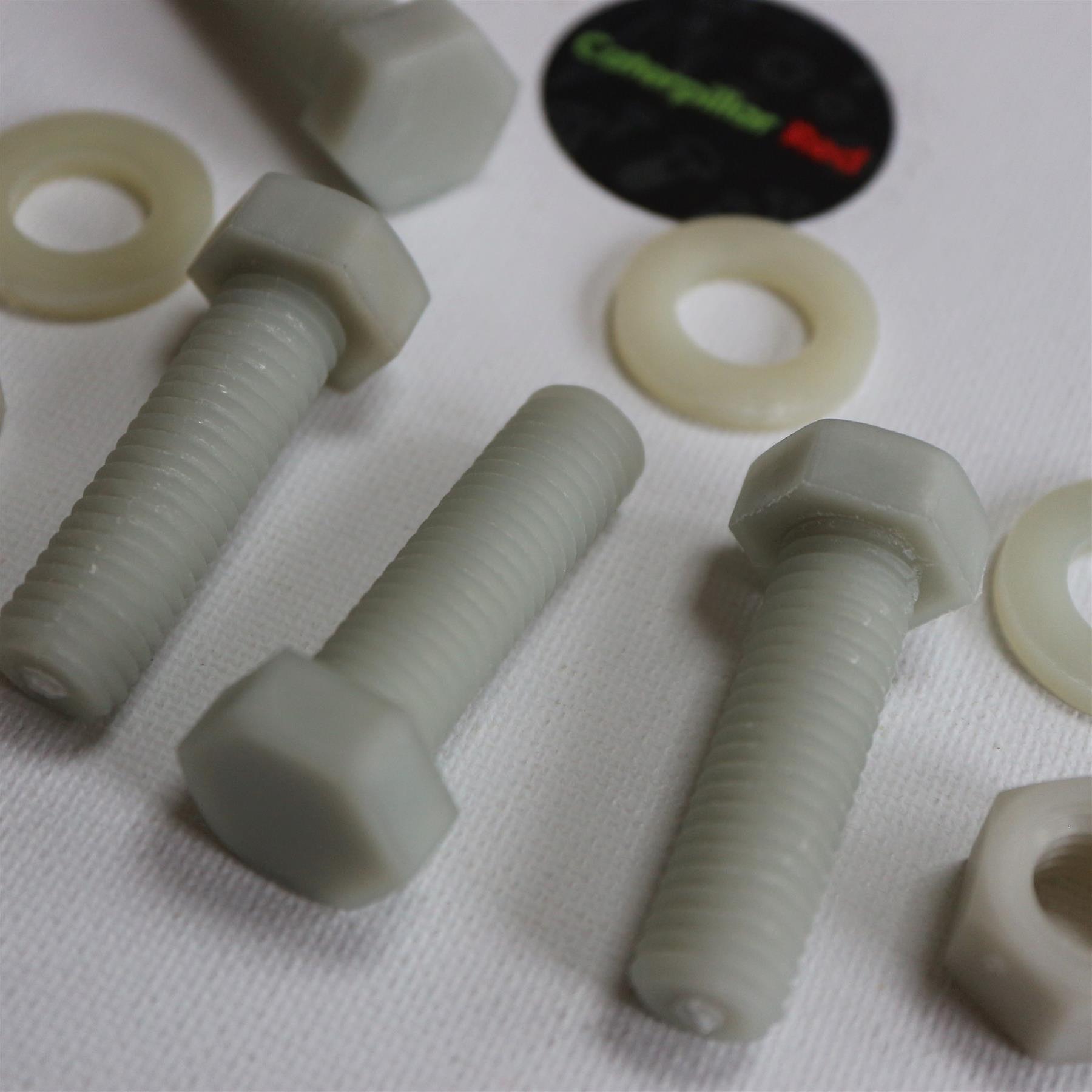 10x Glass Filled， Reinforced Super Nylon， Hex Head， M12 x 40mm， Plastic Bolts， Nuts and Washers