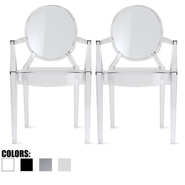 Set of 2 Modern Plastic Designer Chairs Polycarbonate Dining Clear Crystal Transparent for Home Restaurant Office