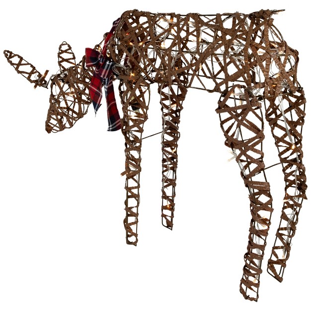 Led Lighted Feeding Rattan Reindeer Outdoor Christmas Decoration