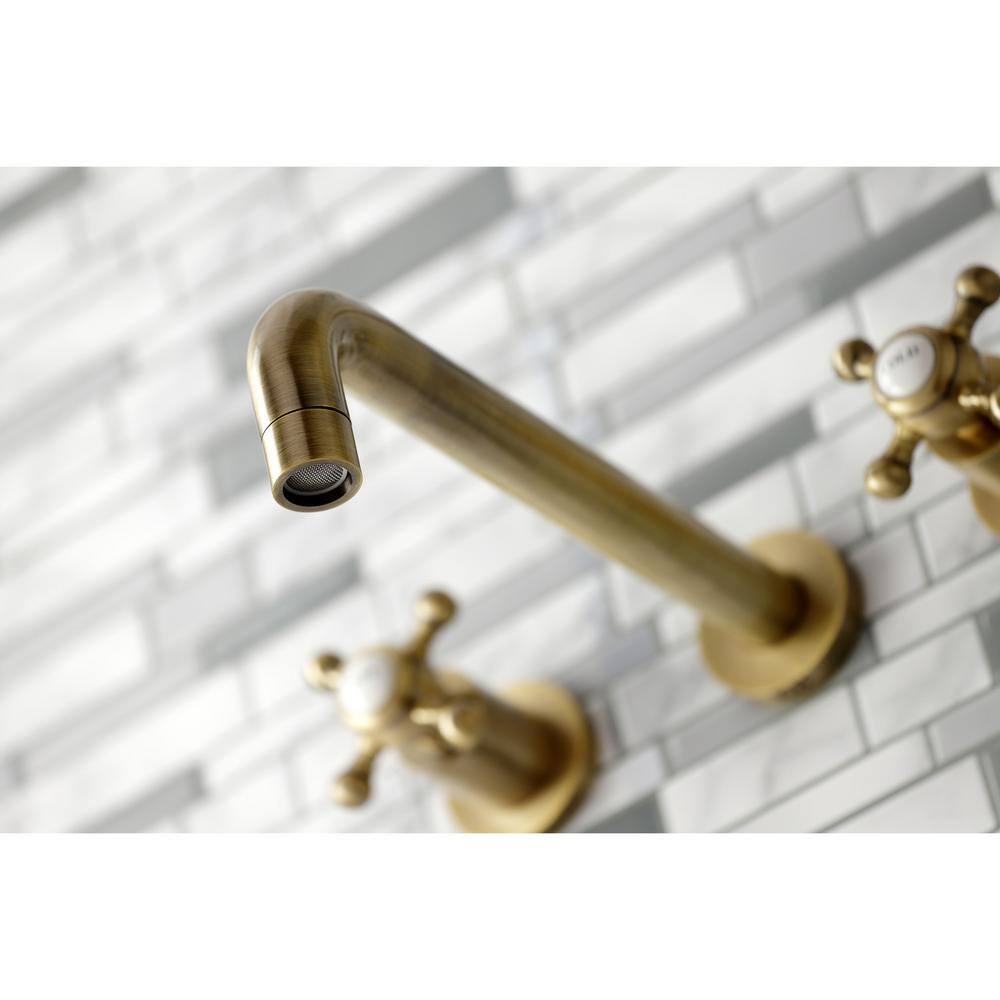 Kingston Brass Metropolitan 2-Handle Wall Mount Tub Faucet in Antique Brass (Valve Included) HKS8023BX