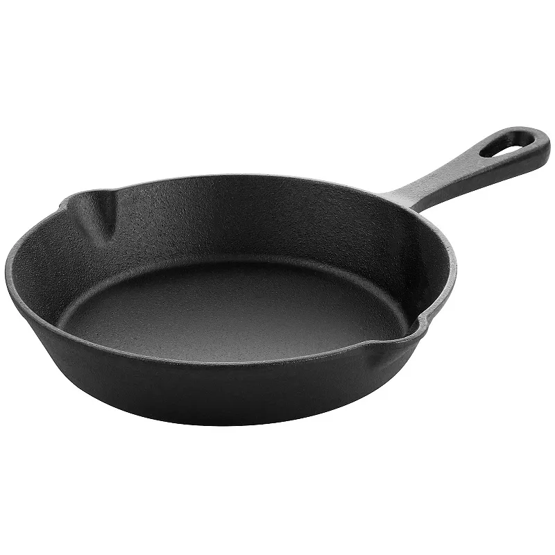 MegaChef Pro 8 Inch Round Preseasoned Cast Iron Frying Pan in Black