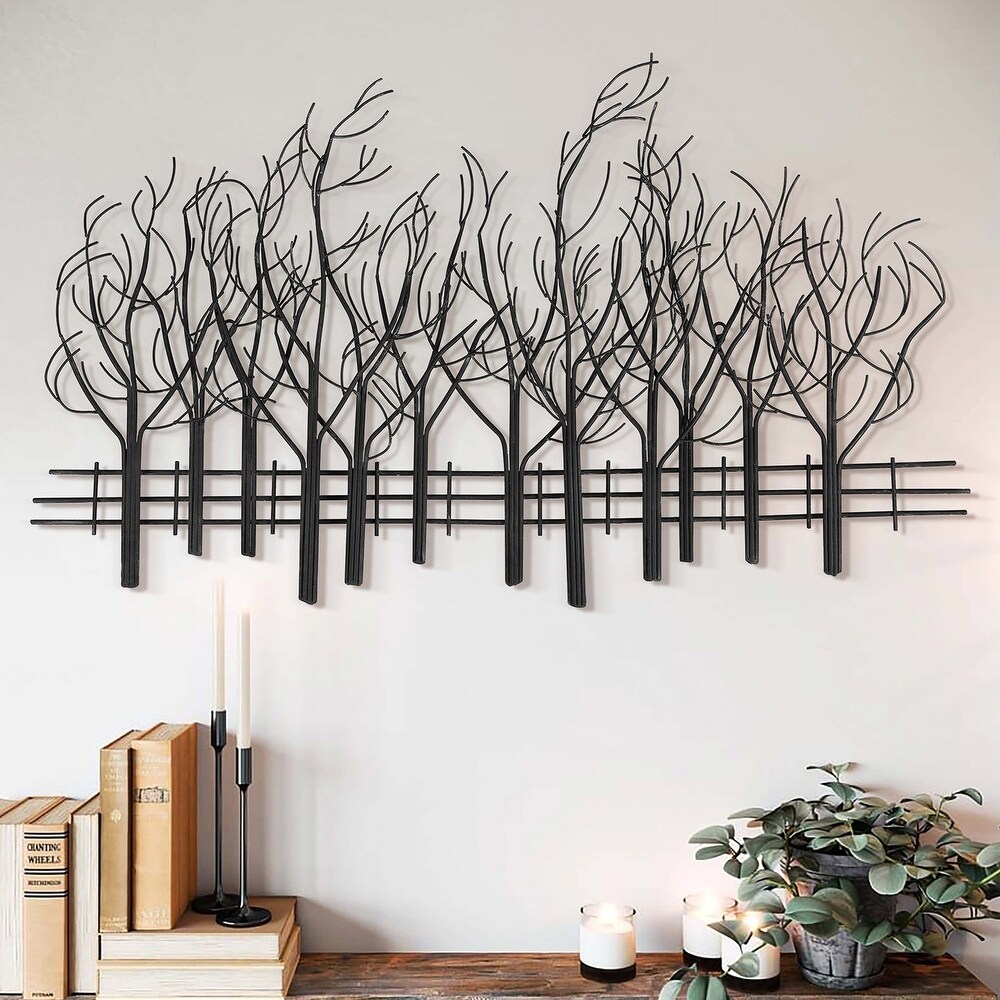 Black Metal Field of Trees Wall Decor