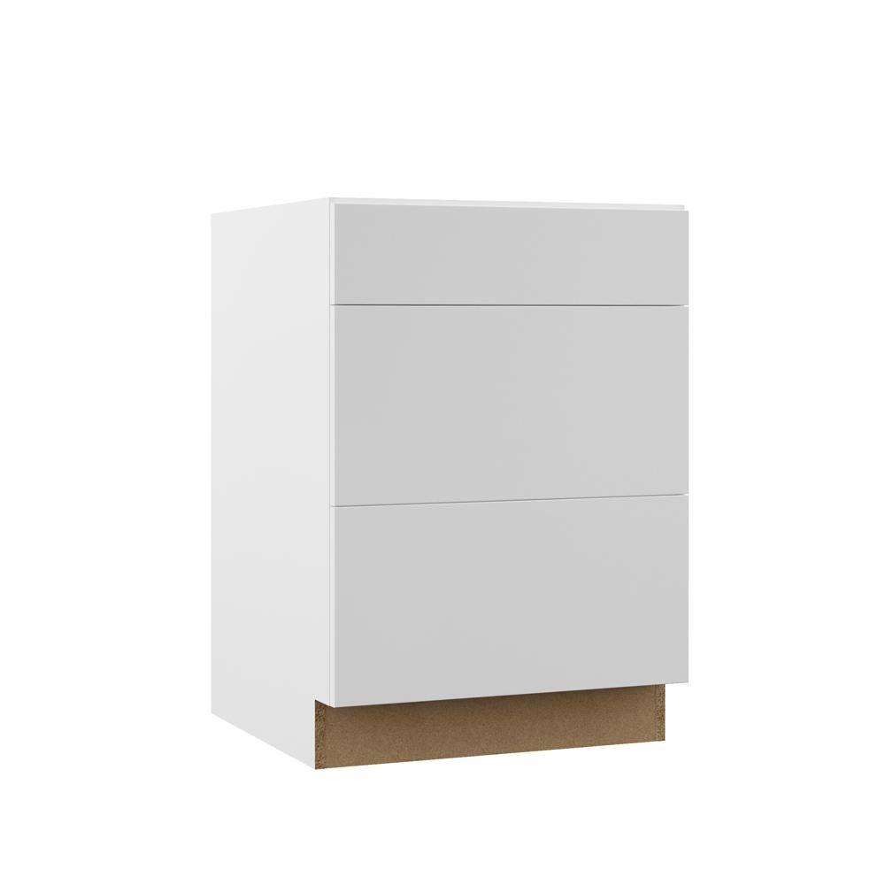 Hampton Bay Designer Series Edgeley Assembled 24x34.5x23.75 in. Drawer Base Kitchen Cabinet in White B3D24-EDWH