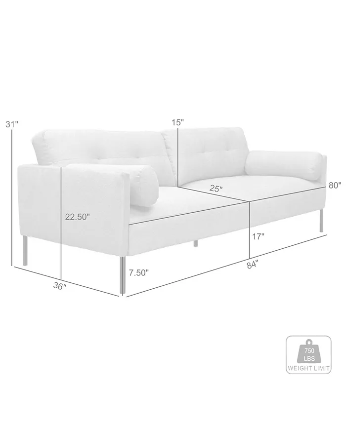 Armen Living Michalina 84 Polyester Nylon with Metal Legs Sofa