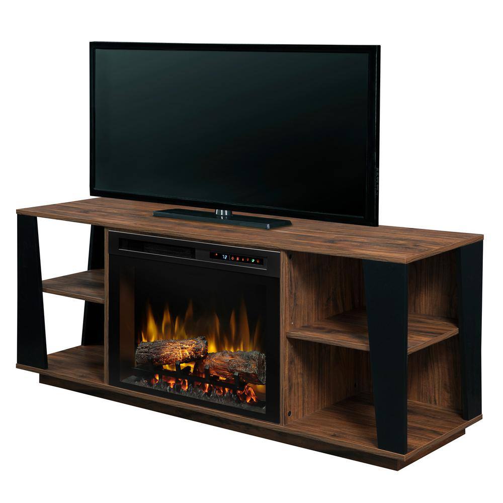 Dimplex Arlo 60 in. Electric Fireplace with Glass Ember Bed in Walnut with 26 in. Media Console GDS26G8-1918TW