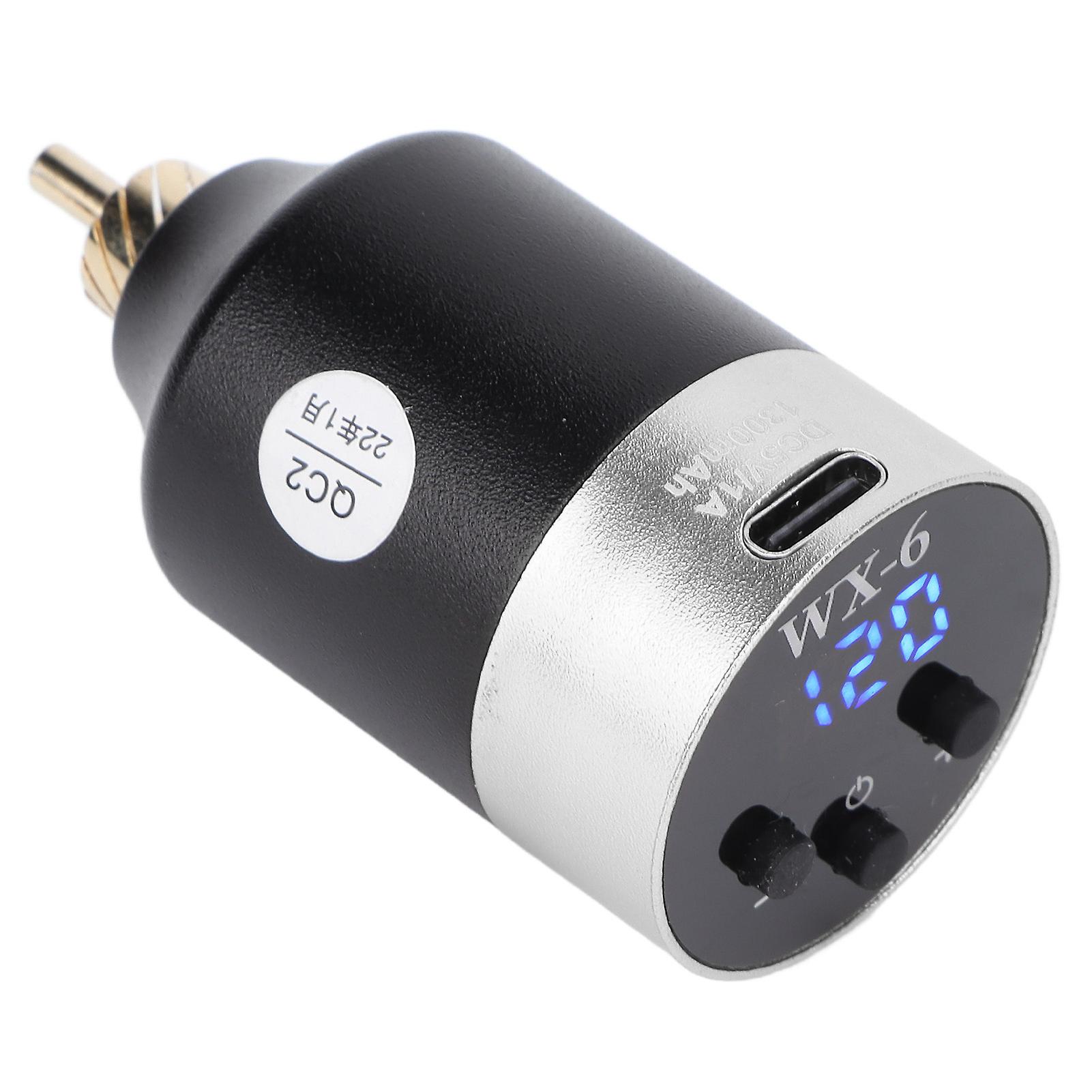 Wireless Tattoo Power Supply Aluminium Alloy Rca Port Usb Rechargeable Digital Display For Tattoo Machinesilver Rca