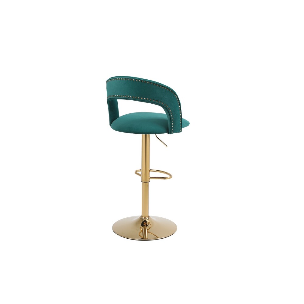 Bar Chairs Adjustable Tufted Stool with Back  Footrest