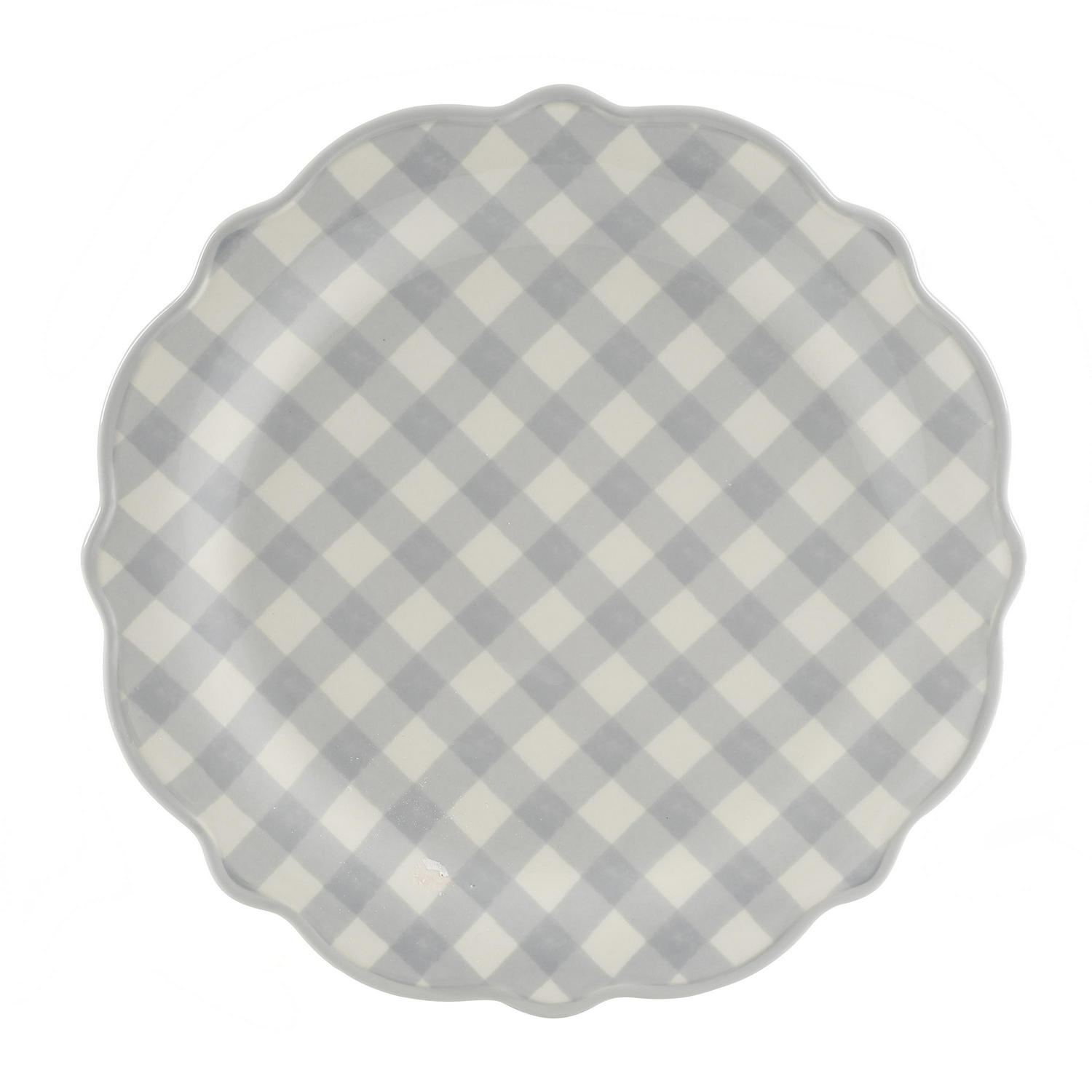 The Pioneer Woman Gingham Grey 12Piece Dinnerware Set  Crowdfused