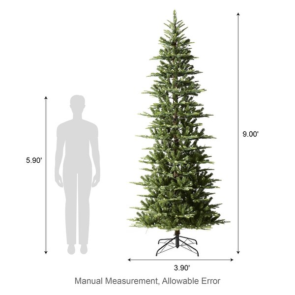 Glitzhome 7.5ft/9ft PreLit Evergreen Slim Fir Artificial Christmas Tree With Strawberry Lights