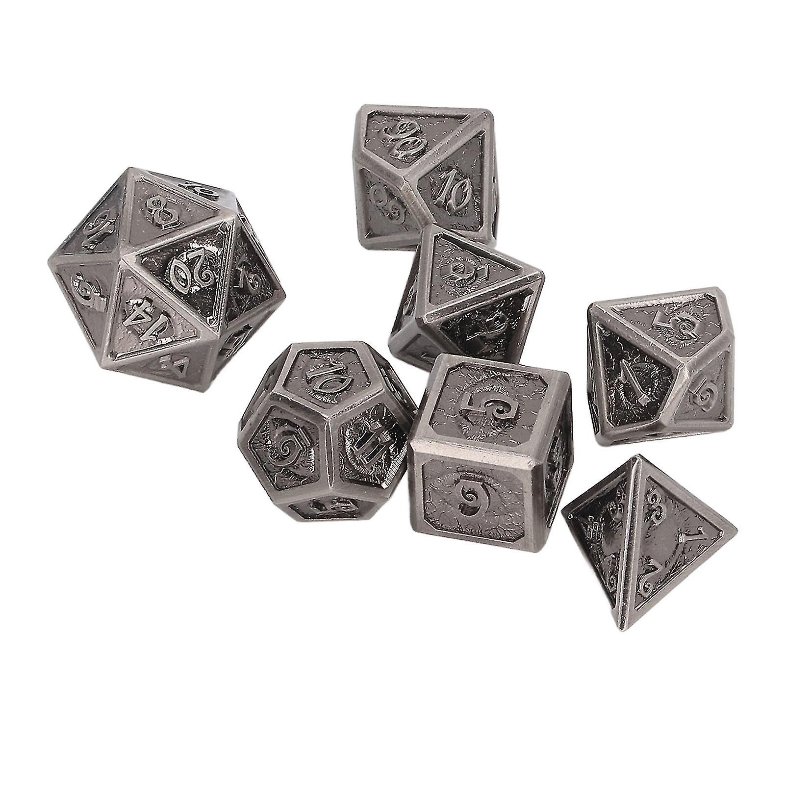 7pcs Rolling Dice Set Metal Role Playing Polyhedral Color Beautiful Dices Toy for Teaching Type B