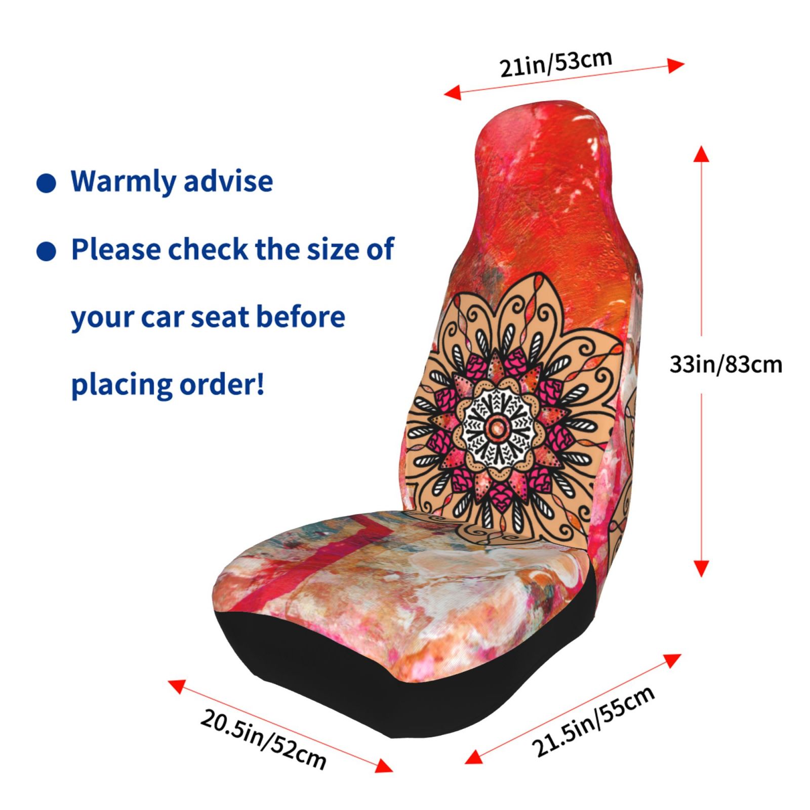 TEQUAN Front Seat Covers， Boho Mandala Ethnic Style Pattern 2 Piece Car Seat Cover Fit Most Car SUV Truck Van