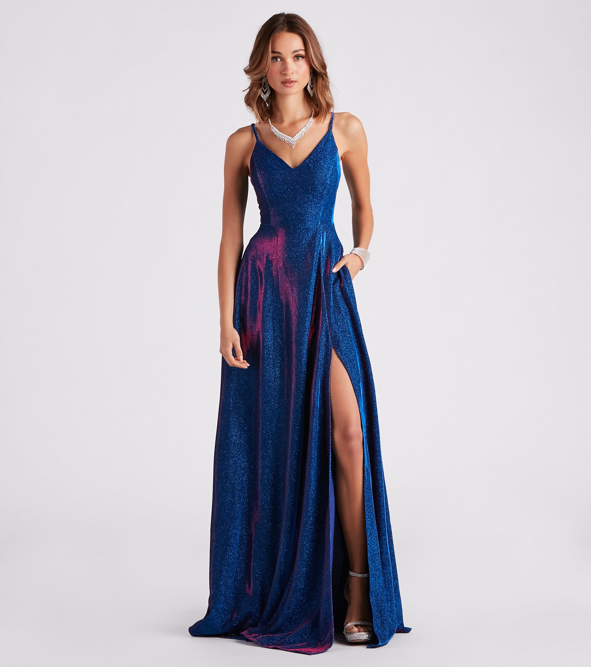 Tanya Formal Glitter A-Line Long Dress