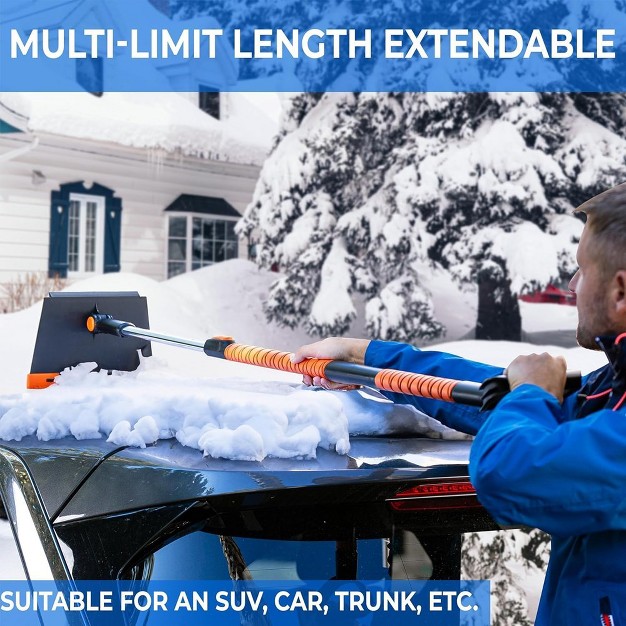 Rotating Snow Squeegee Head Extendable Ice Scraper Shovel Snow And Ice Remover 2 pack