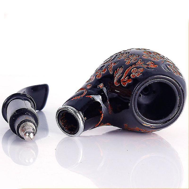 Engraved Flower Resin Wood Smoking Pipe Handmade Portable Tobacco Pipe Classic Bent Pipes Cigar Tube As Best Gift