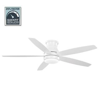 Hampton Bay Ashby Park 60 in. White Changing Integrated LED Matte White Indoor Ceiling Fan with Light and Remote Included 59268