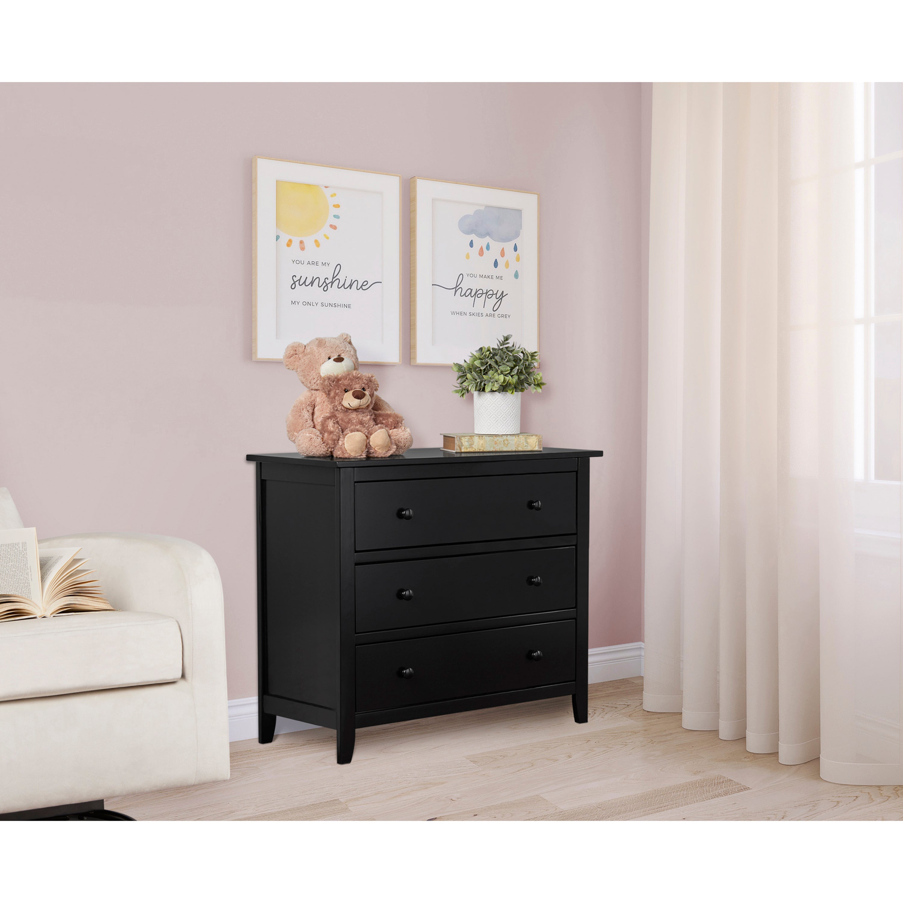 Dream On Me Universal 3 Drawer Chest, Black