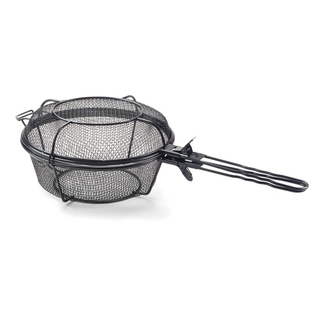 Outset 11-Inch Diameter Jumbo Non-Stick 3-In-1 Chef's Grill Basket And Skillet With Removable Handle