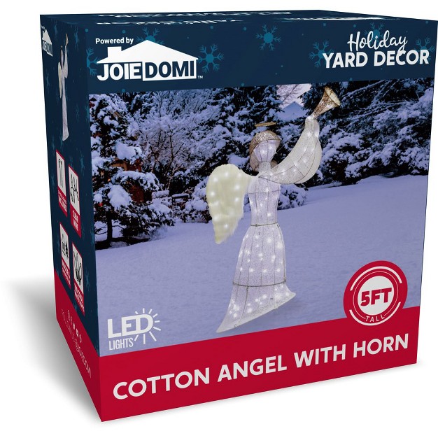 Joiedomi 5ft 3d Cotton Angel With Horn Yard Light Cool White Yard Light For Christmas Eve Night Decor Christmas Event Decoration