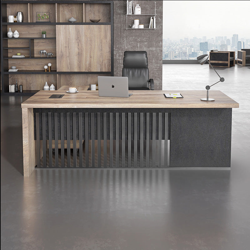 AFTAN BLACK HAWK Limited Edition - Executive Desk Pedestal & Right Mobile Return 180cm - Warm Oak &Black