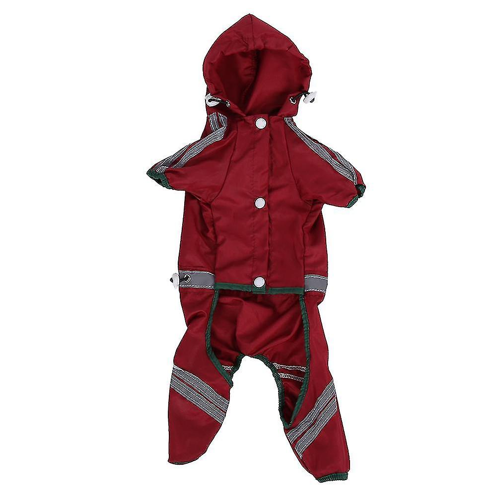 New Pet Raincoat Waterproof Jacket Dog Hood Rain Cover Outdoor Protection Clothes (Red M)