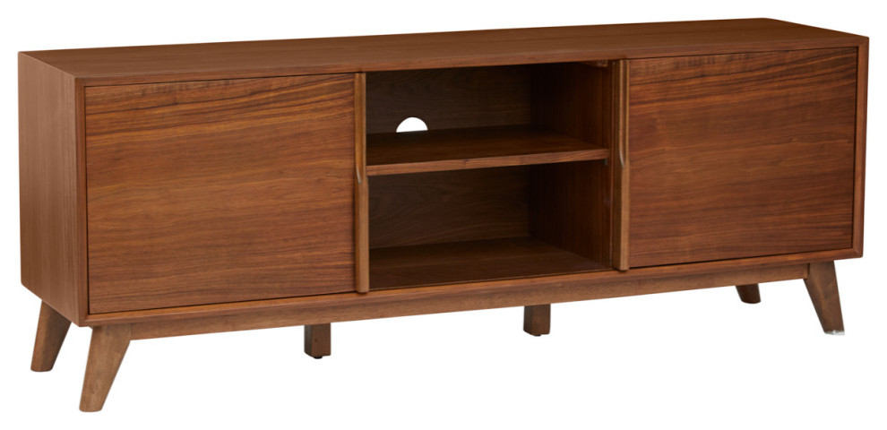 Walnut 3 Section Media Cabinet 63x24   Contemporary   Entertainment Centers And Tv Stands   by Unique Furniture  Houzz