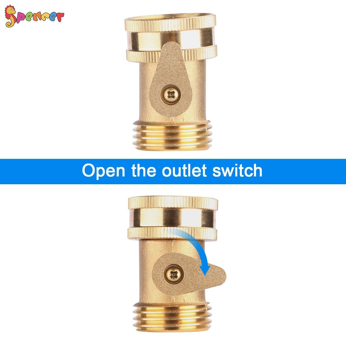 1/2Pack Garden Hose Brass Shut Off Valve， 3/4'' Thread Heavy Duty Water Hose Connector Shut off Ball Valve Faucet Hose Adapter