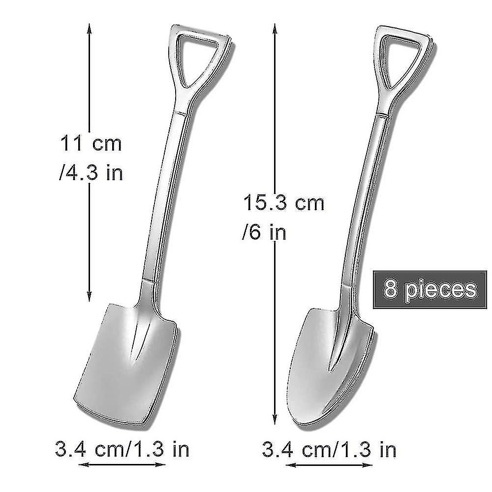 Shovel Spoon， 8 Pieces Of 304 Stainless Steel Coffee Spoon， For Dinner， Dessert， Ice Cream， Fruit