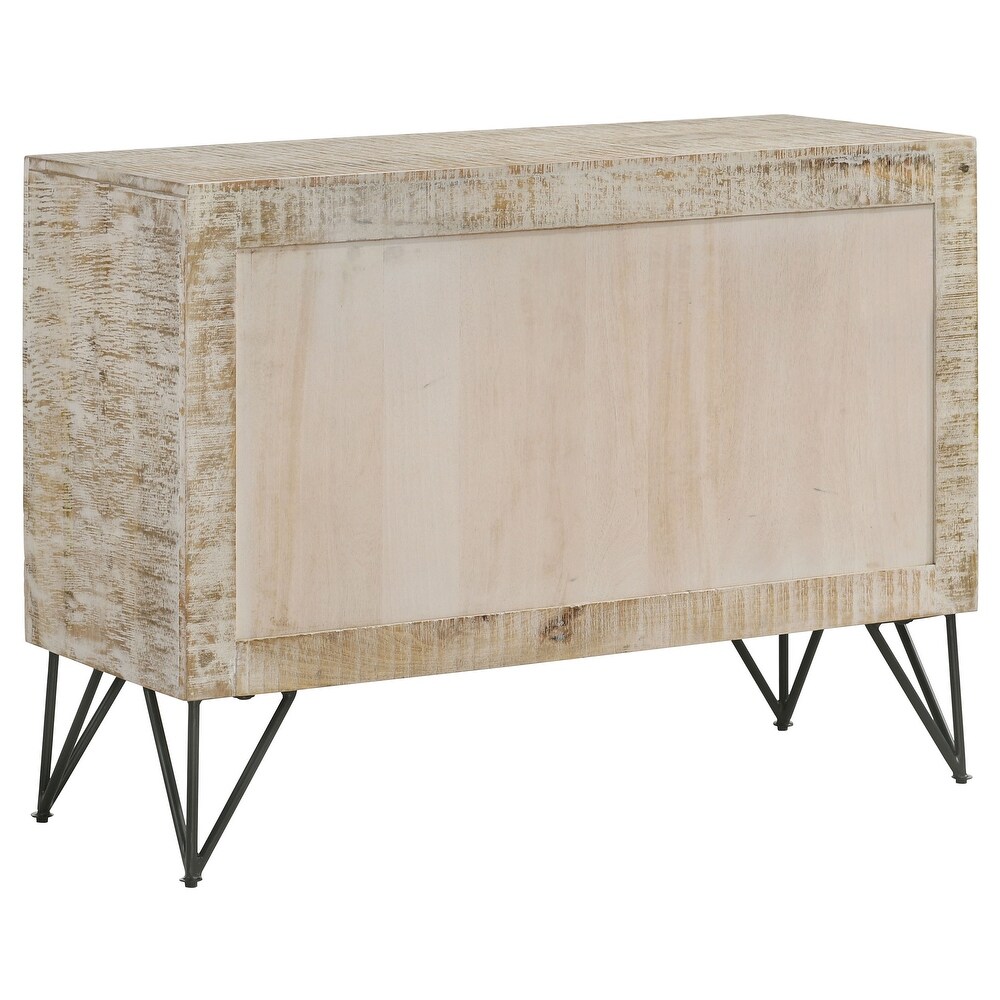 Coaster Furniture Eileen Rectangular 2 door Accent Cabinet Natural And White Washed   40.00'' x 16.00'' x 30.00''