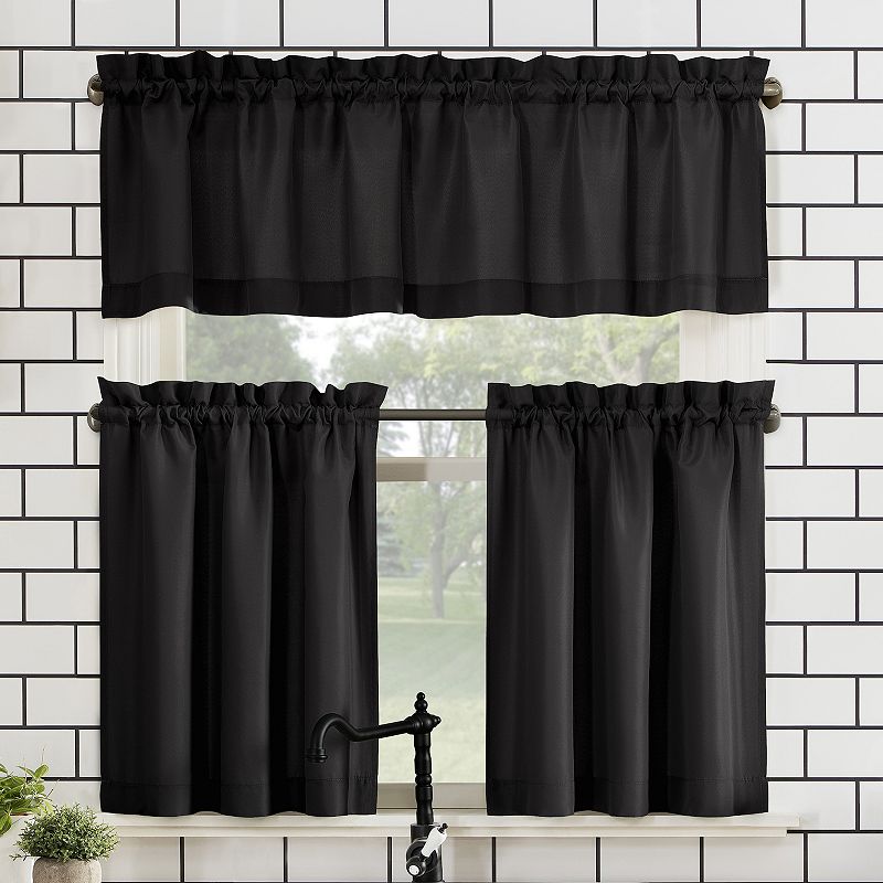 No. 918 Martine Microfiber Semi-Sheer Kitchen Curtain Valance and Tiers Set