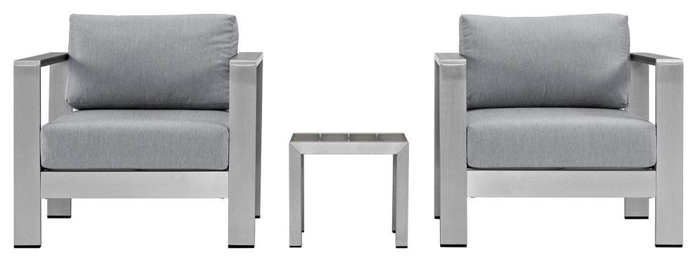 Shore 3 Piece Outdoor Aluminum Set   Contemporary   Outdoor Lounge Sets   by Beyond Design  ampMore  Houzz