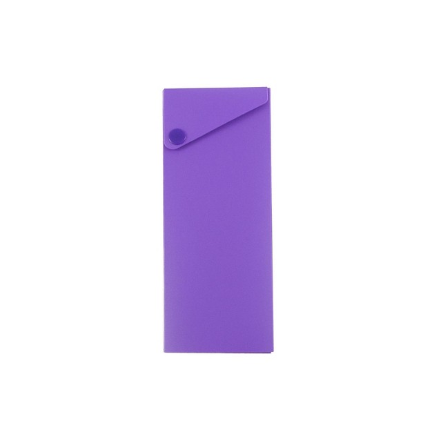 Jam Paper Plastic Sliding Pencil Case Box With Button Snap Purple 2166513300