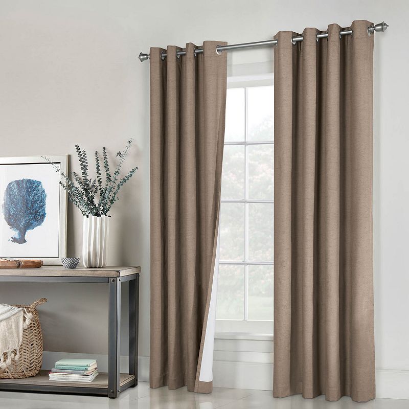 Myne Decor Ventura Grommet Curtain Panel Pair Window Dressing each 52 x 84 in Pebble