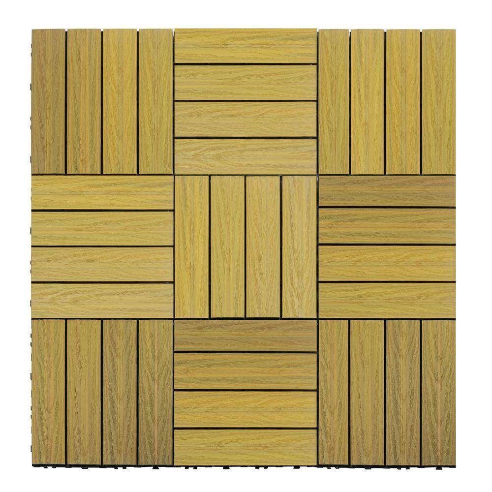 NewTechWood UltraShield Naturale 1 ft. x 1 ft. Quick Deck Outdoor Composite Deck Tile Sample in English Oak US-QD-ZX-OK-S